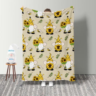 BEFOOD Gnome Beeloved Blanket Gifts for Adults Women Soft Warm Flannel Fleece Throw Blanket for Couch Bed Travel 90